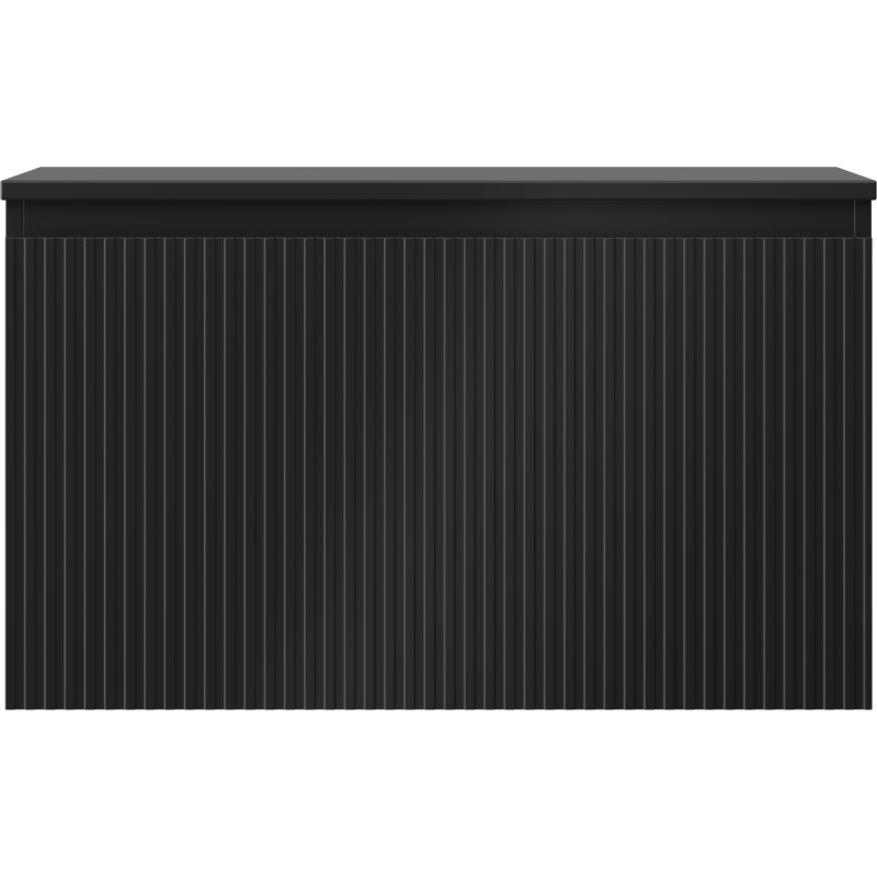 Mexen Rivel meuble de salle de bains sous lavabo 80 cm avec plateau, 1 tiroir, rainuré, noir mat - 91A20-08047-1-BFC71