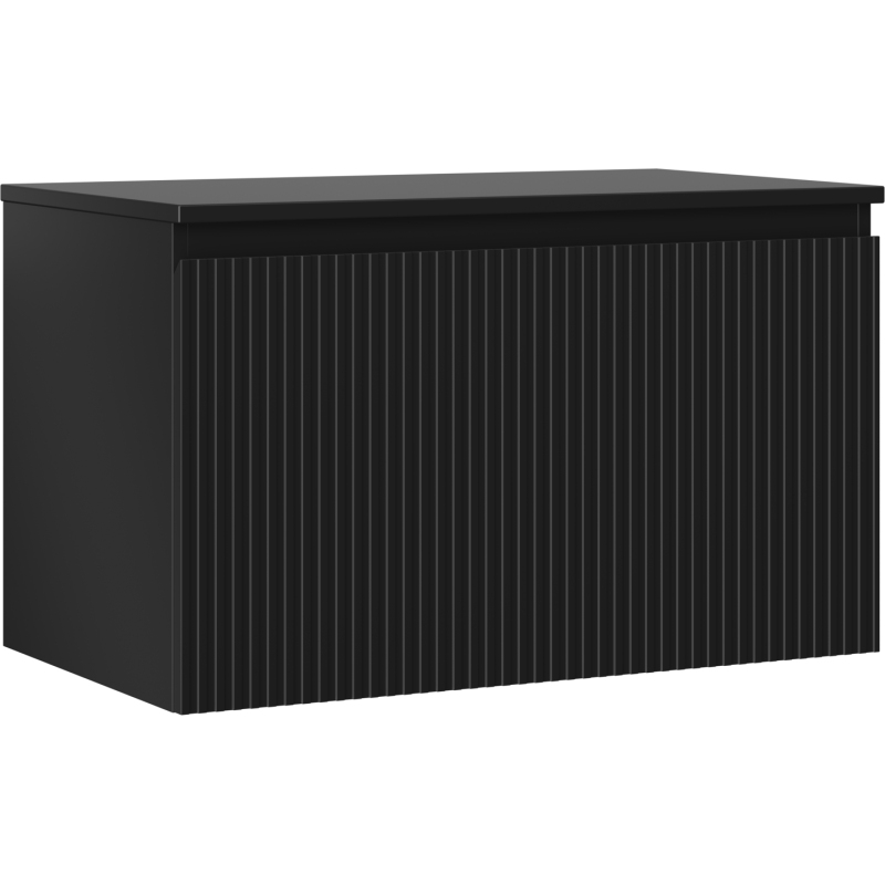 Mexen Rivel kylpyhuonekaappi 80 cm pesualtaan alle, tasolla, 1 laatikko, uritettu, musta matta - 91A20-08047-1-BFC71