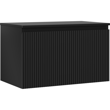 Mexen Rivel 80 cm bathroom cabinet with countertop, 1 drawer, fluted, matte black - 91A20-08047-1-BFC71