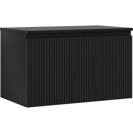 Mexen Rivel Badezimmerunterschrank 80 cm mit Arbeitsplatte, 1 Schublade, gerillt, schwarz matt - 91A20-08047-1-BFC71