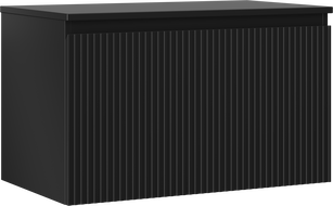 Mexen Rivel Badezimmerschrank für Waschbecken, 80 cm mit Arbeitsplatte, 1 Schublade, geriffelt, Schwarz matt