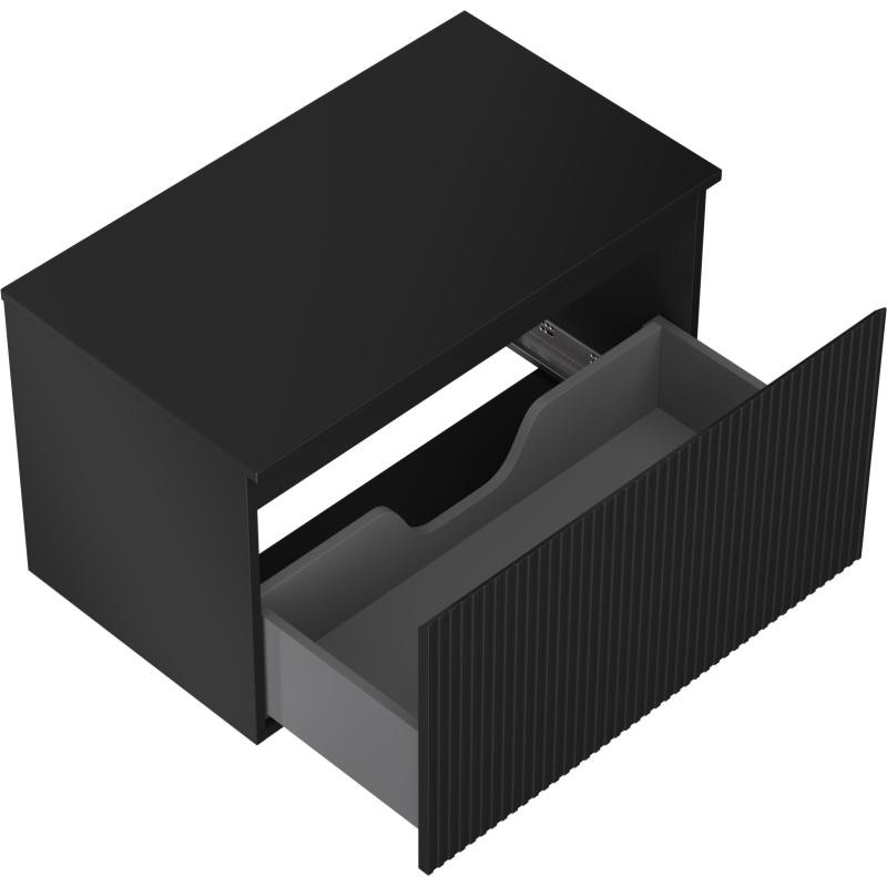 Mexen Rivel mueble de baño bajo lavabo de 80 cm con encimera, 1 cajón, ranurado, negro mate - 91A20-08047-1-BFC71