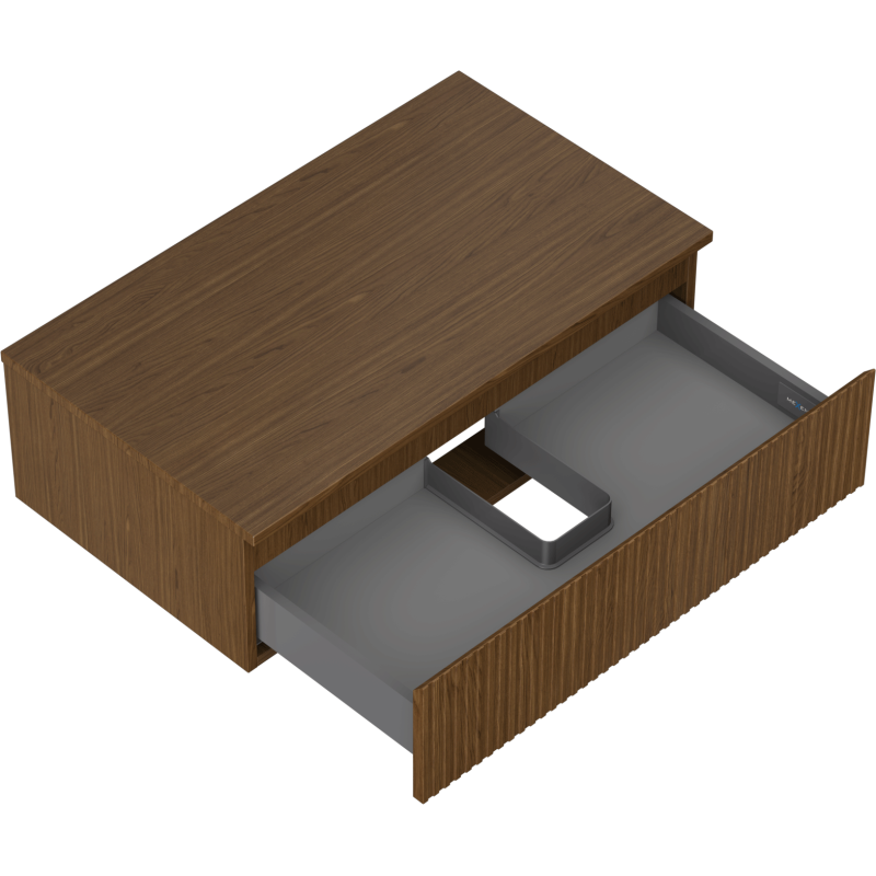 Mexen Rivel gabinete de baño bajo lavabo de 80 cm con encimera, 1 cajón, ranurada, nogal - 91A20-08047-1-BFC86