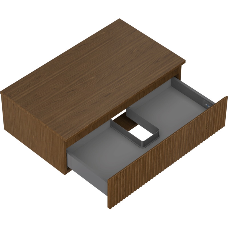 Mexen Rivel mobiletto da bagno sottolavabo 80 cm con piano, 1 cassetto, scanalato, noce - 91A20-08047-1-BFC86