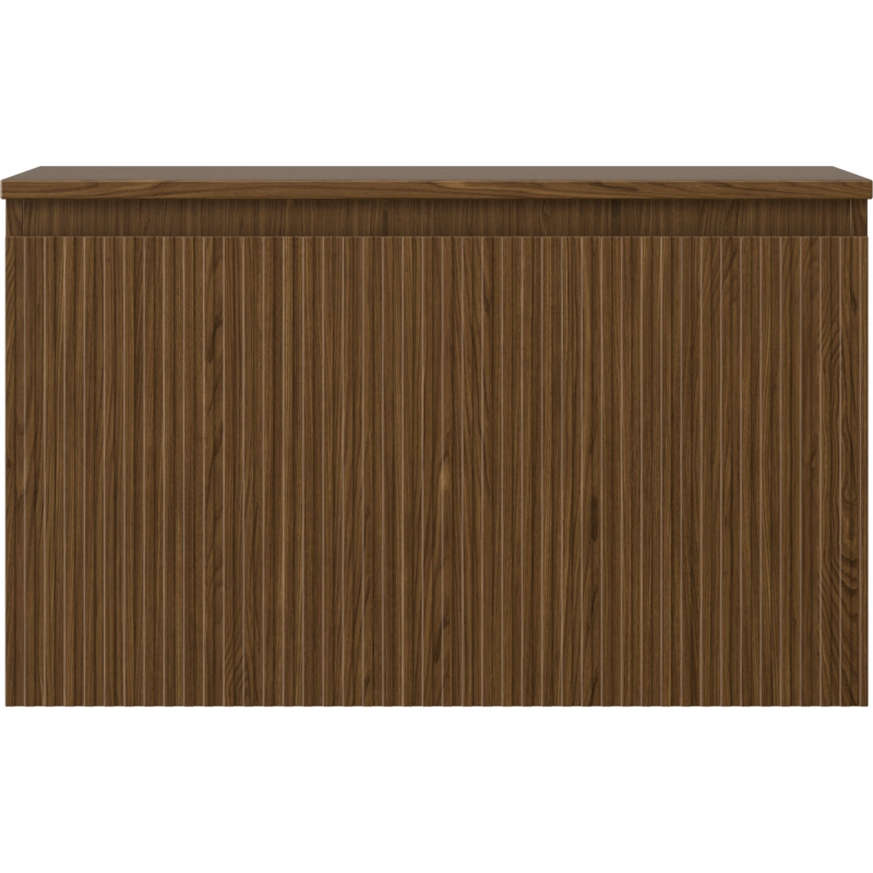 Mexen Rivel bathroom cabinet for washbasin 80 cm with countertop, 1 drawer, grooved, walnut - 91A20-08047-1-BFC86