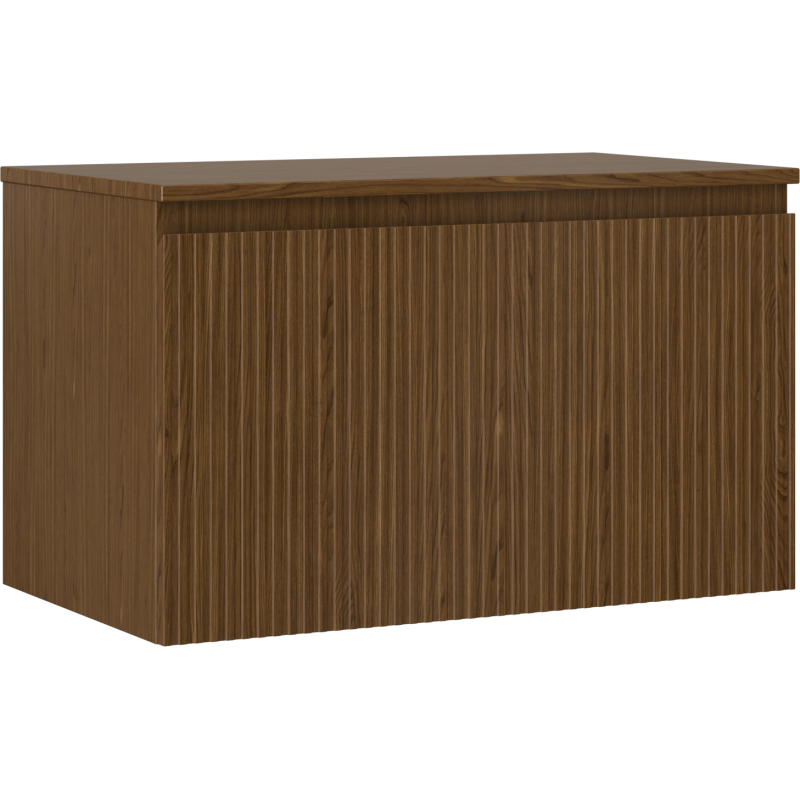 Mexen Rivel Badezimmerschrank für Waschbecken 80 cm mit Arbeitsplatte, 1 Schublade, geriffelt, Nussbaum - 91A20-08047-1-BFC86