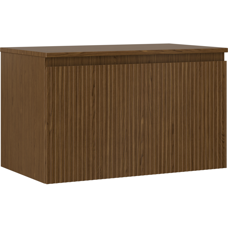 Mexen Rivel bathroom cabinet for washbasin 80 cm with countertop, 1 drawer, grooved, walnut - 91A20-08047-1-BFC86