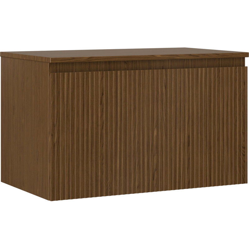 Mexen Rivel mobiletto da bagno sottolavabo 80 cm con piano, 1 cassetto, scanalato, noce - 91A20-08047-1-BFC86