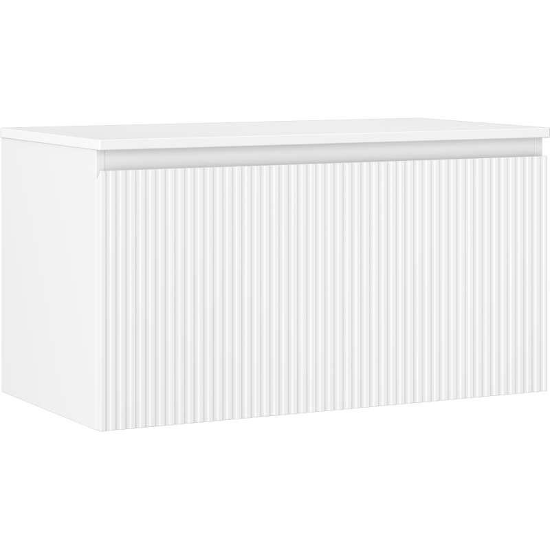Mexen Rivel szafka łazienkowa podumywalkowa 90 cm z blatem, 1 szuflada, ryflowana , biała mat - 91A20-09047-1-BFC01