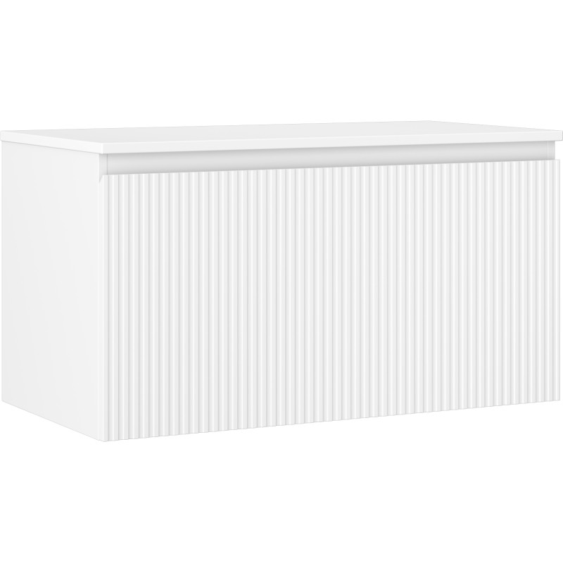 Mexen Rivel vannitoakapp valamu all 90 cm töötasapinnaga, 1 sahtel, sooneline, valge matt - 91A20-09047-1-BFC01
