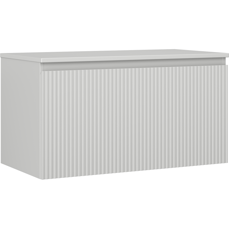 Mexen Rivel Badezimmerunterschrank 90 cm mit Platte, 1 Schublade, gerillt, grau matt - 91A20-09047-1-BFC62