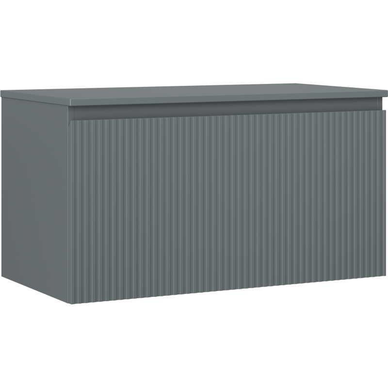 Mexen Rivel Badezimmerschrank 90 cm mit Arbeitsplatte, 1 Schublade, geriffelt, Graphit matt - 91A20-09047-1-BFC66