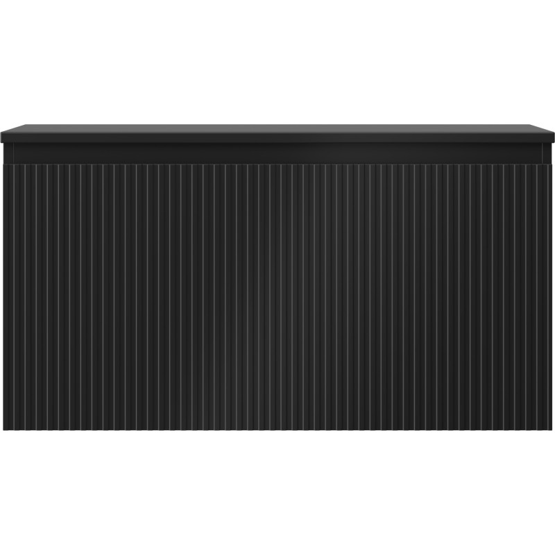 Mexen Rivel mobile da bagno sottolavabo 90 cm con piano, 1 cassetto, scanalato, nero opaco - 91A20-09047-1-BFC71