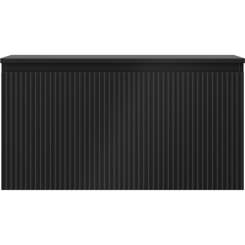 Mexen Rivel mueble de baño bajo lavabo de 90 cm con encimera, 1 cajón, acanalado, negro mate - 91A20-09047-1-BFC71