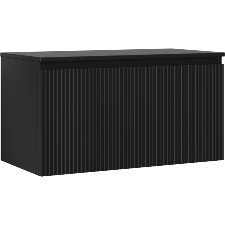 Mexen Rivel Badezimmerschrank 90 cm mit Arbeitsplatte, 1 Schublade, gerillt, schwarz matt - 91A20-09047-1-BFC71