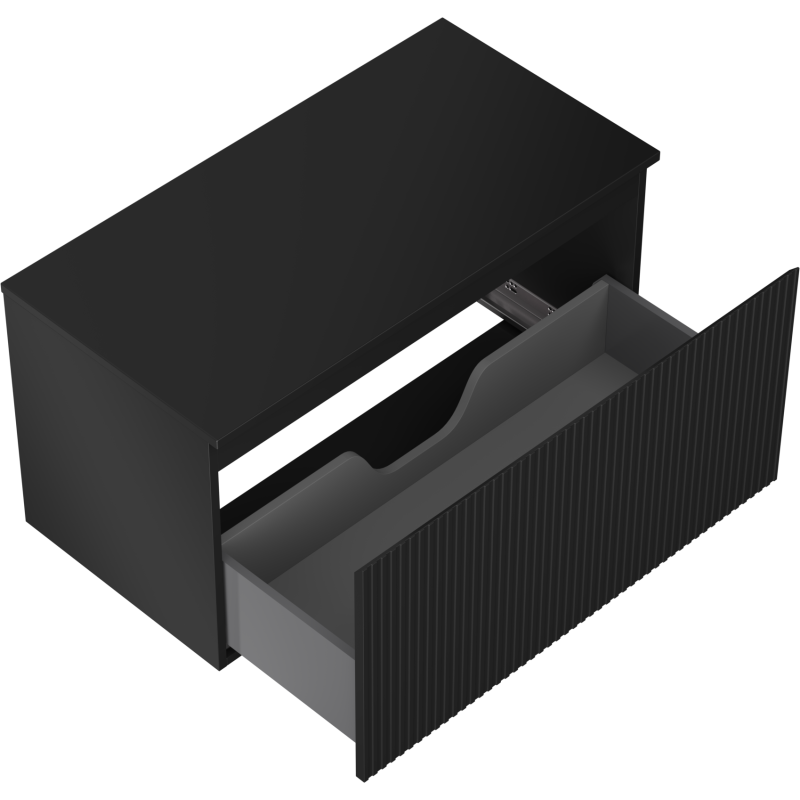 Mexen Rivel Badezimmer-Unterschrank 90 cm mit Arbeitsplatte, 1 Schublade, geriffelt, schwarz matt - 91A20-09047-1-BFC71