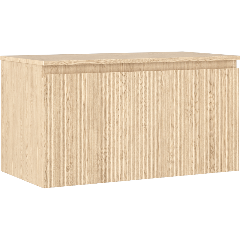 Mexen Rivel Badezimmer-Unterschrank 90 cm mit Arbeitsplatte, 1 Schublade, gerillt, Eiche - 91A20-09047-1-BFC81