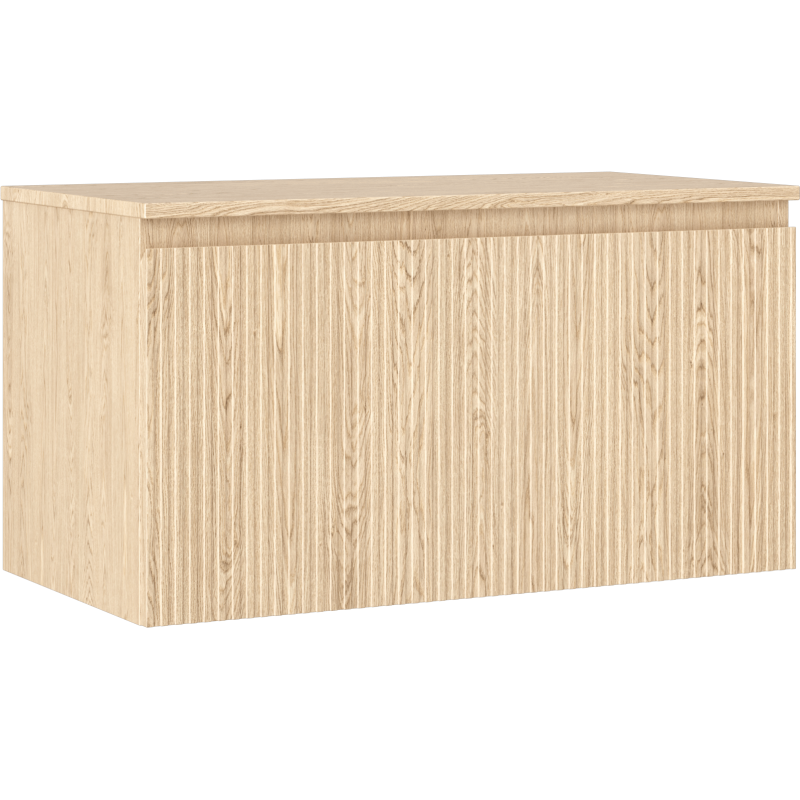 Mexen Rivel bathroom cabinet under-sink 90 cm with countertop, 1 drawer, grooved, oak - 91A20-09047-1-BFC81