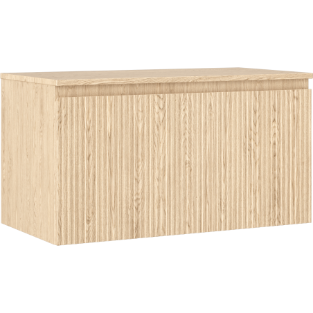 Mexen Rivel bathroom cabinet under-sink 90 cm with countertop, 1 drawer, grooved, oak - 91A20-09047-1-BFC81