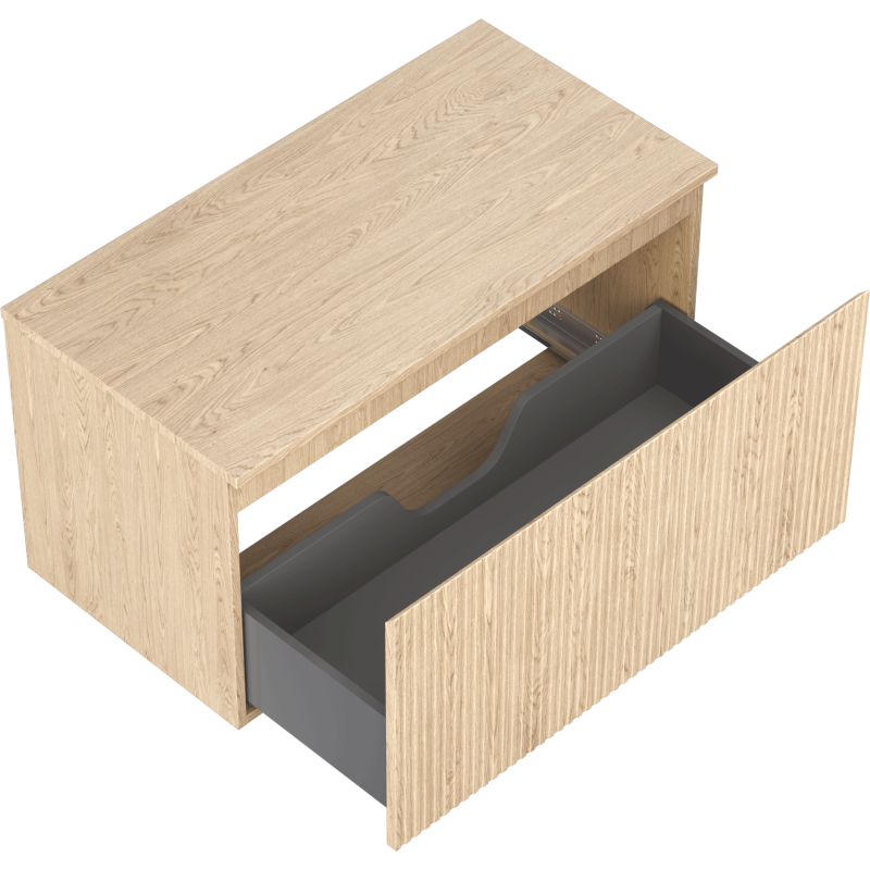 Mexen Rivel gabinete de baño bajo lavabo de 90 cm con encimera, 1 cajón, ranurado, roble - 91A20-09047-1-BFC81