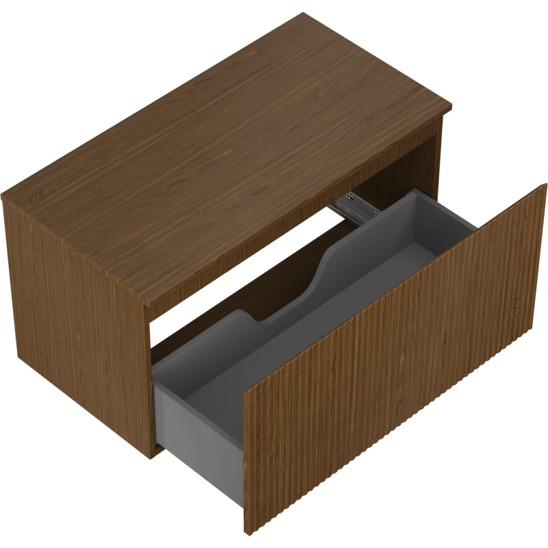 Mexen Rivel Badezimmerschrank 90 cm mit Arbeitsplatte, 1 Schublade, geriffelt, Walnuss - 91A20-09047-1-BFC86