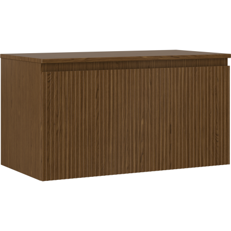 Mexen Rivel Badezimmerunterschrank 90 cm mit Platte, 1 Schublade, geriffelt, Nussbaum - 91A20-09047-1-BFC86