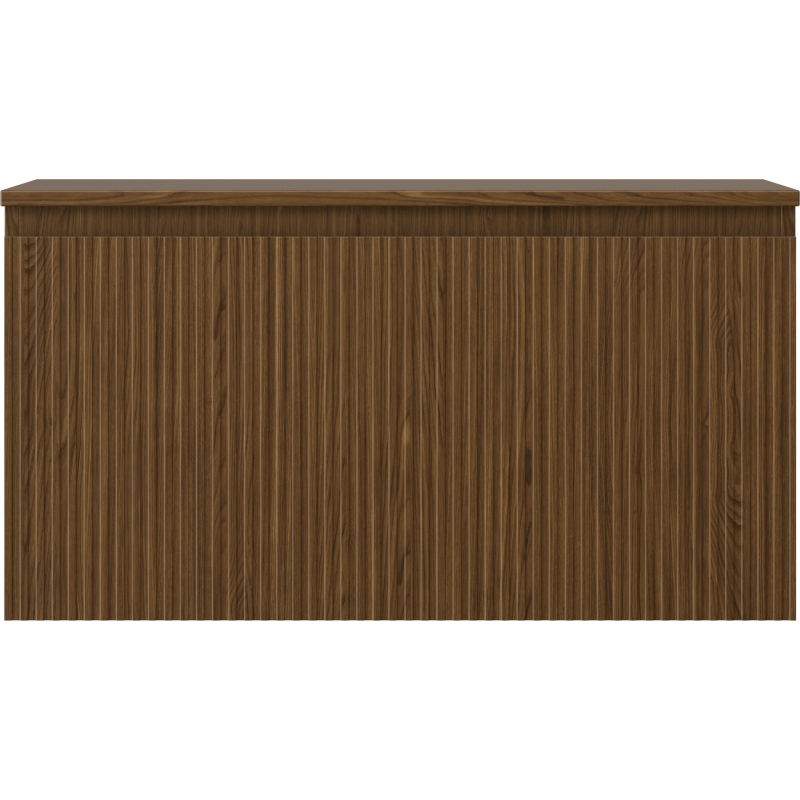 Mexen Rivel badrumsskåp under tvättställ 90 cm med bänkskiva, 1 låda, räfflad, valnöt - 91A20-09047-1-BFC86