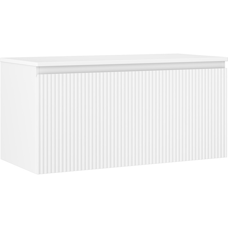 Mexen Rivel armoire de salle de bains sous lavabo 100 cm avec plateau, 1 tiroir, rainurée, blanc mat - 91A20-10047-1-BFC01