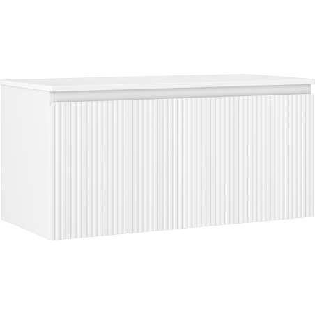 Mexen Rivel armadietto da bagno sotto lavabo 100 cm con piano, 1 cassetto, scanalato, bianco opaco - 91A20-10047-1-BFC01
