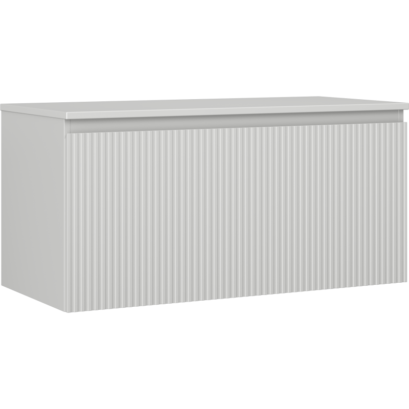 Mexen Rivel 100 cm Unterschrank mit Arbeitsplatte, 1 Schublade, gerillt, grau matt - 91A20-10047-1-BFC62