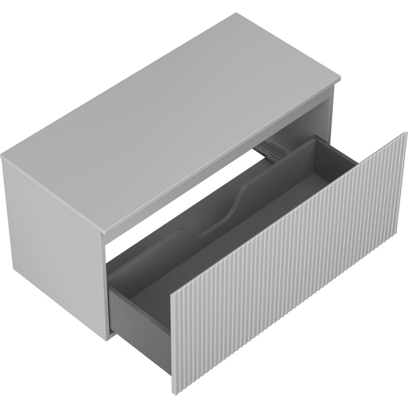 Mexen Rivel mobiletto bagno sospeso 100 cm con piano, 1 cassetto, scanalato, grigio opaco - 91A20-10047-1-BFC62