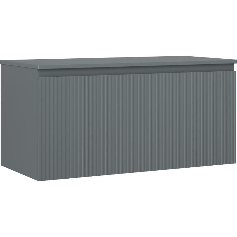 Mexen Rivel meuble de salle de bains sous-vasque 100 cm avec plateau, 1 tiroir, rainuré, graphite mat - 91A20-10047-1-BFC66