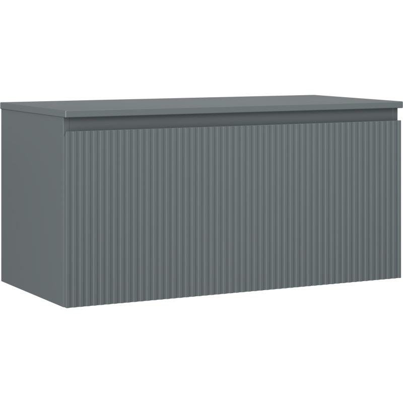 Mexen Rivel szafka łazienkowa podumywalkowa 100 cm z blatem, 1 szuflada, ryflowana , grafit mat - 91A20-10047-1-BFC66