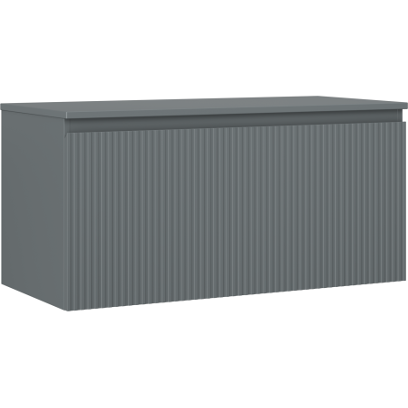 Mexen Rivel szafka łazienkowa podumywalkowa 100 cm z blatem, 1 szuflada, ryflowana , grafit mat - 91A20-10047-1-BFC66