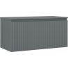 Mexen Rivel 100 cm Bathroom Vanity Cabinet with Countertop, 1 Drawer, Fluted, Matte Graphite - 91A20-10047-1-BFC66