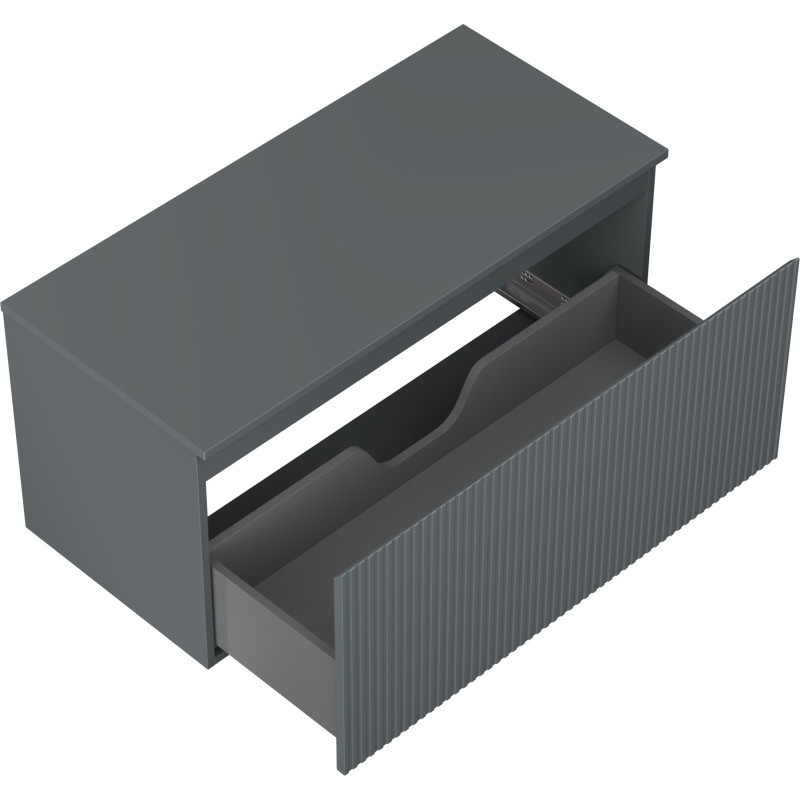 Mexen Rivel badkamerkast onder wastafel 100 cm met blad, 1 lade, gegroefd, grafiet mat - 91A20-10047-1-BFC66