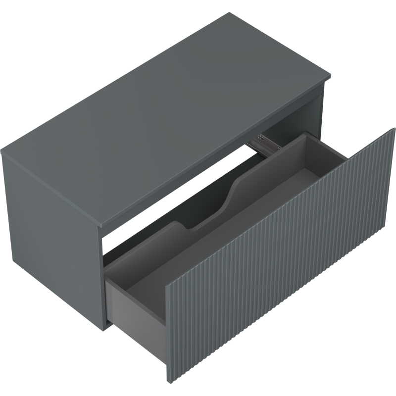 Mexen Rivel mueble de baño con lavabo de 100 cm con encimera, 1 cajón, acanalado, grafito mate - 91A20-10047-1-BFC66