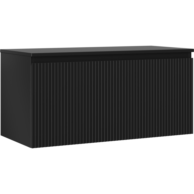 Mexen Rivel meuble de salle de bain sous vasque 100 cm avec plateau, 1 tiroir, rainuré, noir mat - 91A20-10047-1-BFC71