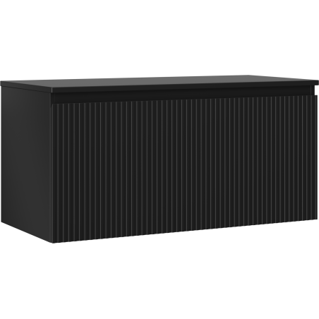 Mexen Rivel Badezimmer-Unterschrank 100 cm mit Arbeitsplatte, 1 Schublade, geriffelt, schwarz matt - 91A20-10047-1-BFC71