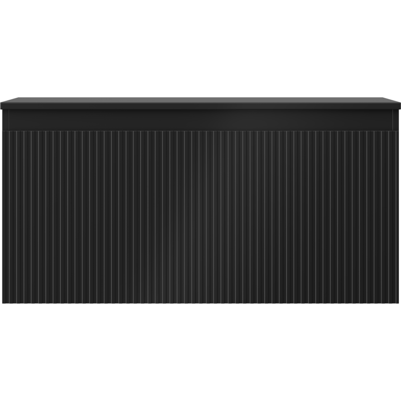 Mexen Rivel 100 cm Bathroom Cabinet with Countertop, 1 Drawer, Fluted, Matte Black - 91A20-10047-1-BFC71