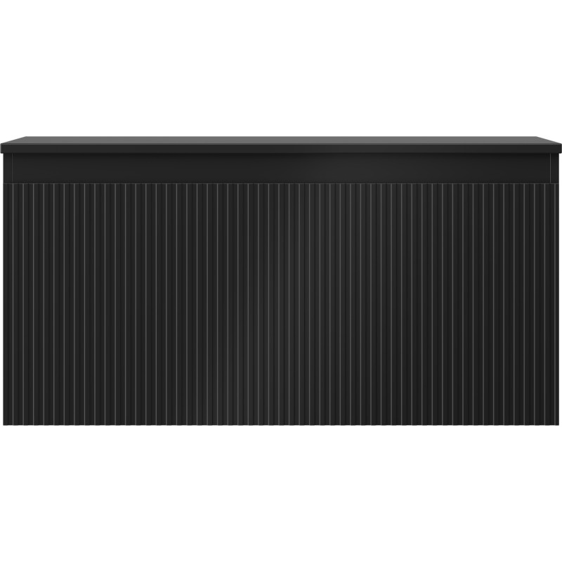 Mexen Rivel badkamerkast onder wastafel 100 cm met blad, 1 lade, geribbeld, zwart mat - 91A20-10047-1-BFC71