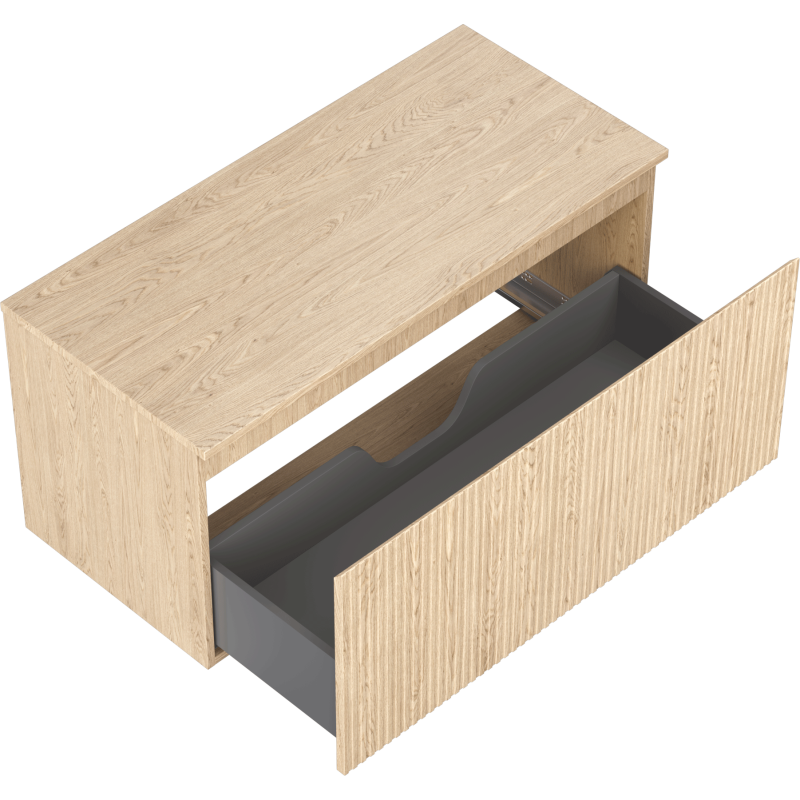 Mexen Rivel 100 cm under-sink bathroom cabinet with countertop, 1 drawer, grooved, oak - 91A20-10047-1-BFC81