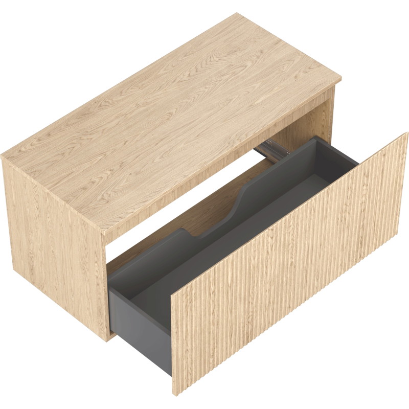 Mexen Rivel badkamer onder wastafel kast 100 cm met blad, 1 lade, gegroefd, eiken - 91A20-10047-1-BFC81