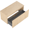 Mexen Rivel bathroom cabinet for under sink 100 cm with countertop, 1 drawer, fluted, oak - 91A20-10047-1-BFC81