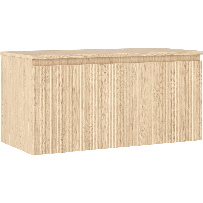 Mexen Rivel Badezimmerschrank für Waschtisch 100 cm mit Arbeitsplatte, 1 Schublade, geriffelt, Eiche - 91A20-10047-1-BFC81