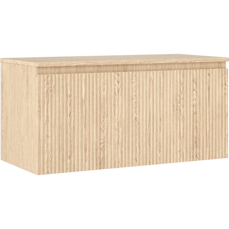 Mexen Rivel Badezimmerschrank unter Waschbecken 100 cm mit Ablage, 1 Schublade, geriffelt, Eiche - 91A20-10047-1-BFC81