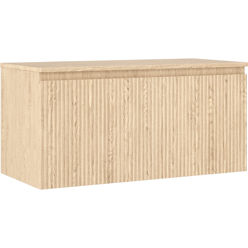 Mexen Rivel badkamerkastje onder wastafel 100 cm met blad, 1 lade, gefreesd, eik - 91A20-10047-1-BFC81