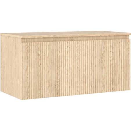 Mexen Rivel Badezimmerschrank für Waschtisch 100 cm mit Arbeitsplatte, 1 Schublade, geriffelt, Eiche - 91A20-10047-1-BFC81