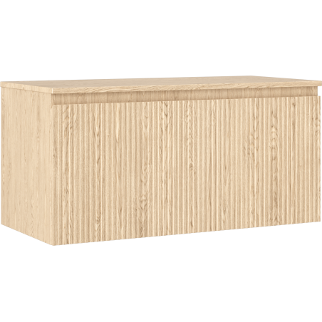 Mexen Rivel Badezimmerschrank unter Waschbecken 100 cm mit Ablage, 1 Schublade, geriffelt, Eiche - 91A20-10047-1-BFC81