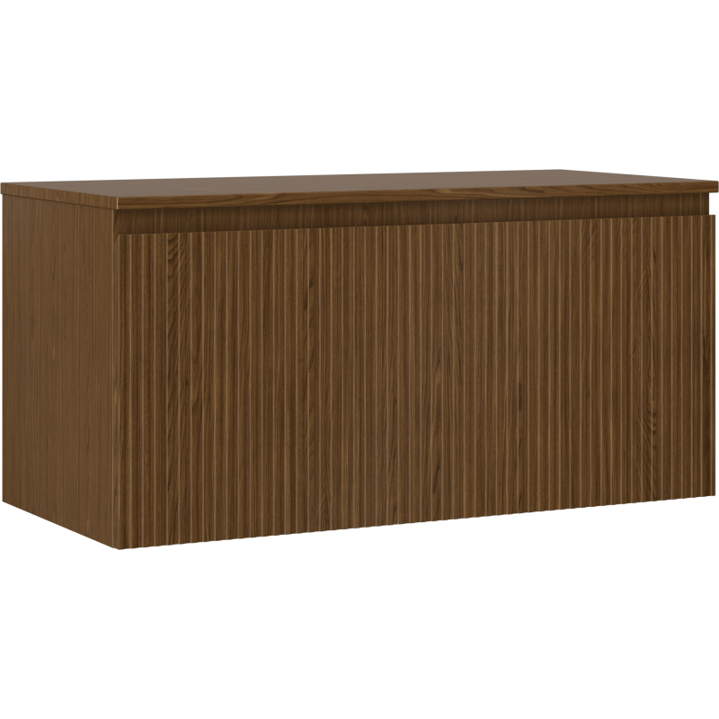 Mexen Rivel armoire de salle de bain 100 cm avec plateau, 1 tiroir, rainuré, noyer - 91A20-10047-1-BFC86